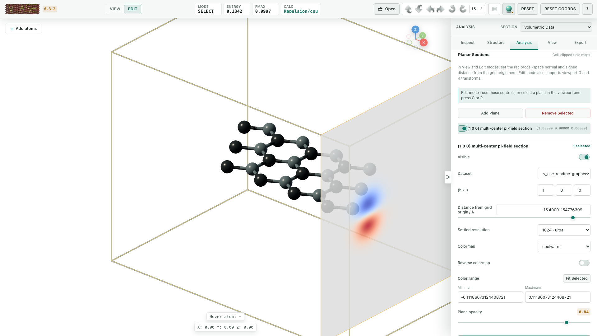 Cell-clipped hkl scalar-field plane